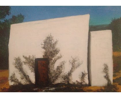 ACRILICO SU TELA MARCO METTO ' LITTLE HOUSE ' dimensioni L 70 x H 50 cm.