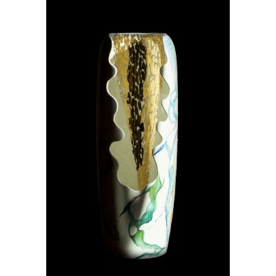 SCULTURA KATIA BRUGNOLO ' VASO CON PIOGGIA D'ORO ' dimensione H 65 x D 20 cm.