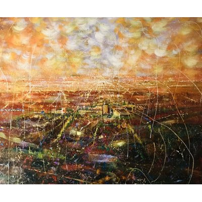 MIXED MEDIA NILO BAZZANI ' FLASH IN CONTROLUCE ' dimensioni L 100 x H 80 cm.