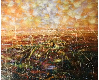 MIXED MEDIA NILO BAZZANI ' FLASH IN CONTROLUCE ' size L 100 x H 80 cm.