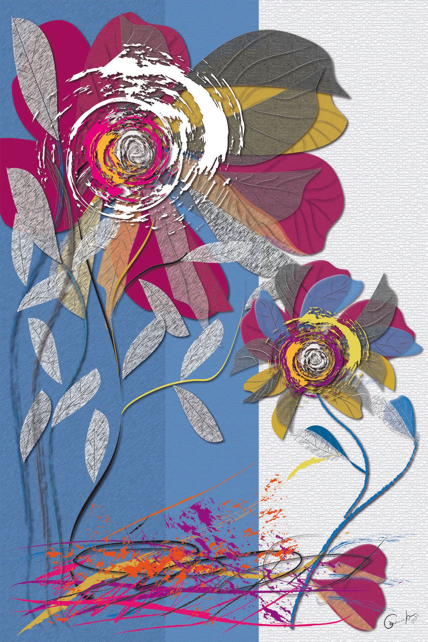 DIGITAL PAINTING CAMILLO BUCCELLA ' SPRING IN WINTER '  size  L 80 x H 120 cm.