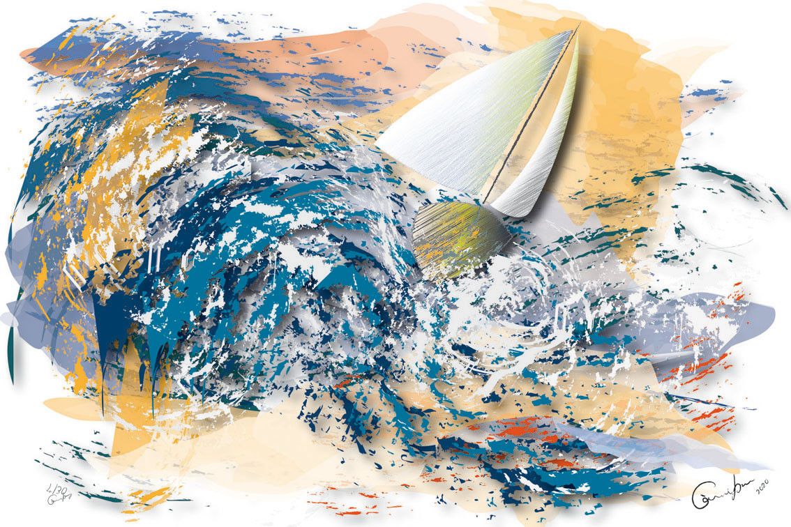 DIGITAL PAINTING CAMILLO BUCCELLA ' I FOUND HARMONY IN THE SEA '  dimensioni L 30 x H 20 cm.