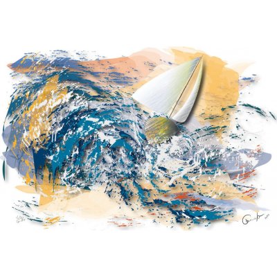 DIGITAL PAINTING CAMILLO BUCCELLA ' I FOUND HARMONY IN THE SEA ' dimensioni L 30 x H 20 cm.