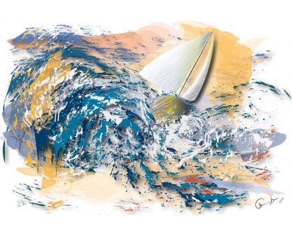 DIGITAL PAINTING CAMILLO BUCCELLA ' I FOUND HARMONY IN THE SEA ' size L 30 x H 20 cm.