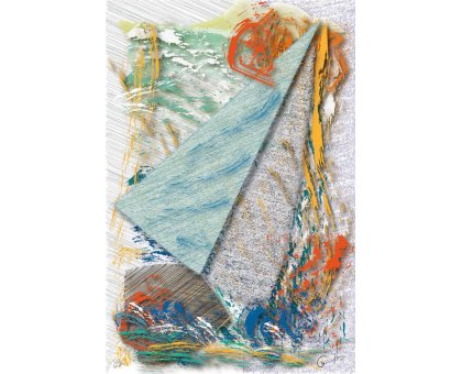 DIGITAL PAINTING CAMILLO BUCCELLA ' AUTUMN NAVIGATION ' dimensioni L 20 x H 30 cm.