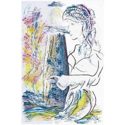 DIGITAL PAINTING CAMILLO BUCCELLA ' ACTEA - LA DEA DEL FARO ' dimensioni L 80 x H 120 cm.