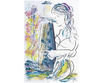 DIGITAL PAINTING CAMILLO BUCCELLA ' ACTEA - LA DEA DEL FARO ' dimensioni L 80 x H 120 cm.