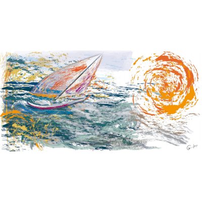 DIGITAL PAINTING CAMILLO BUCCELLA ' STORMY SUN ' dimensioni L 120 x H 60 cm.