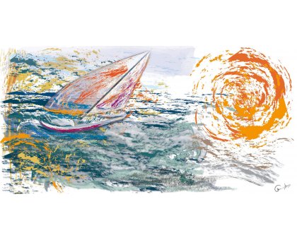 DIGITAL PAINTING CAMILLO BUCCELLA ' STORMY SUN ' dimensioni L 120 x H 60 cm.