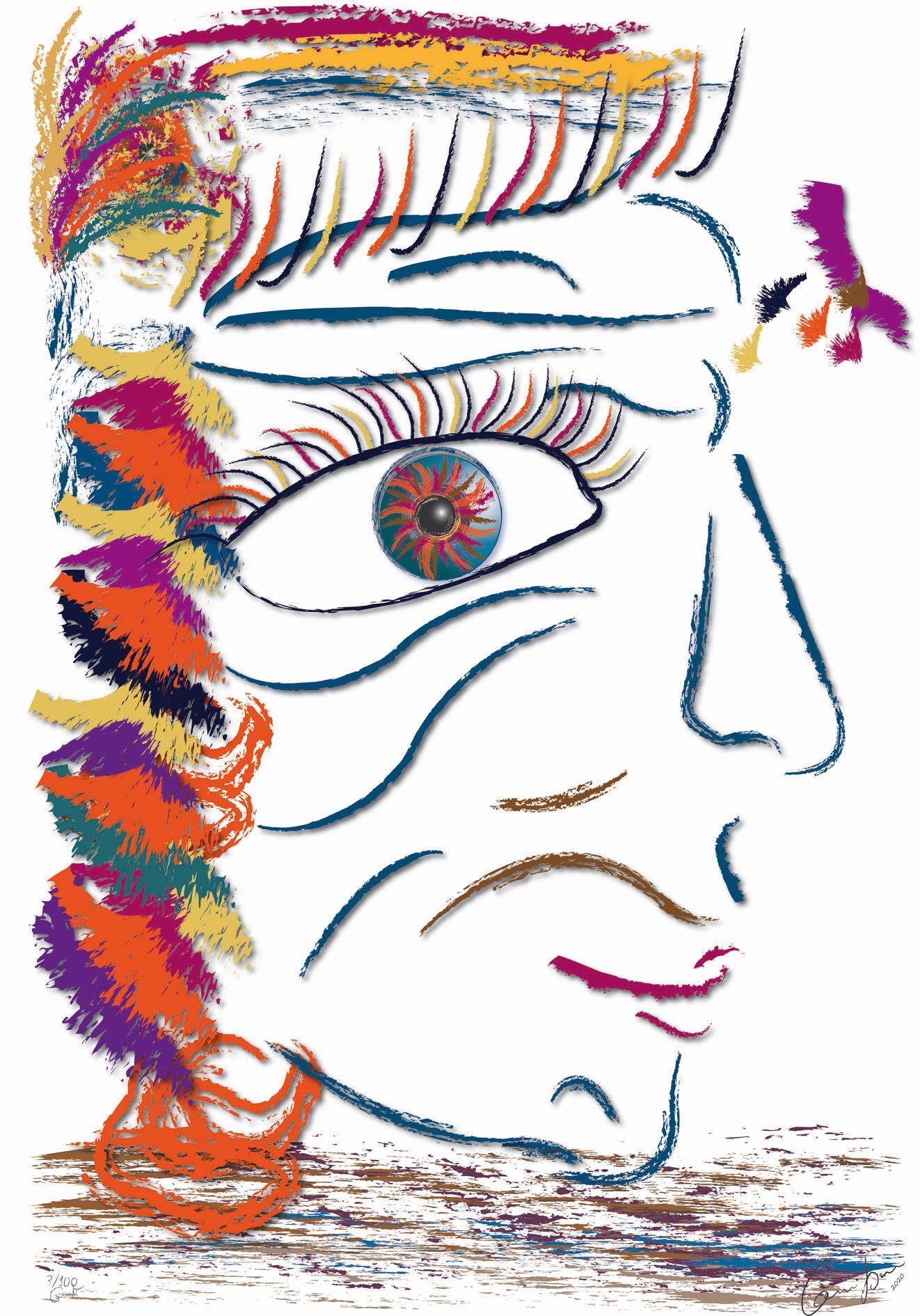 DIGITAL PAINTING CAMILLO BUCCELLA ' NAGUAL '  dimensioni L 70 x H 100 cm.