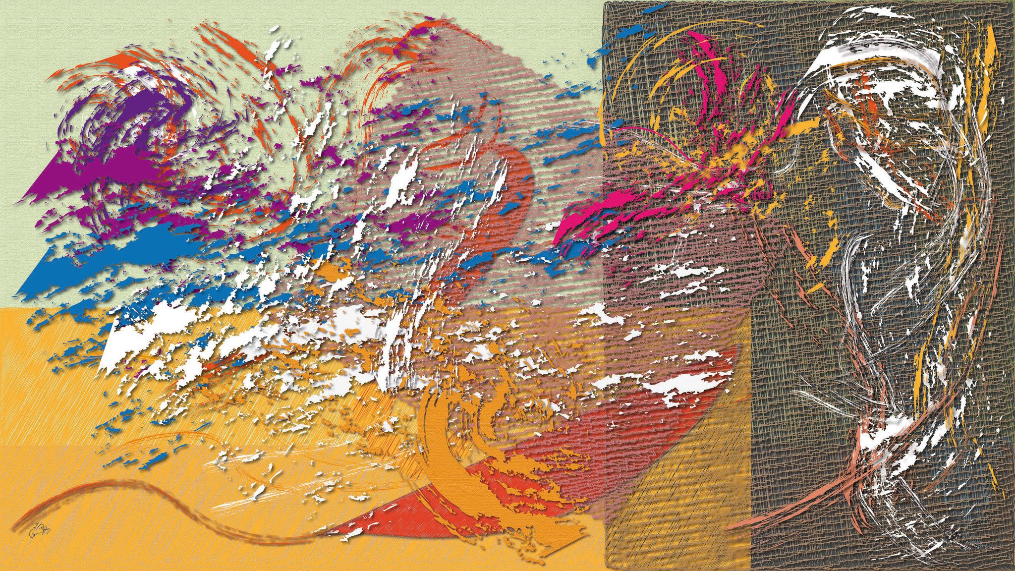 DIGITAL PAINTING CAMILLO BUCCELLA ' A GIPSY IDEA '  dimensioni L 144 x H 81 cm.