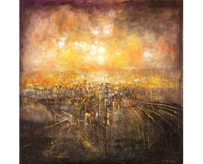 MIXED MEDIA NILO BAZZANI 'DINAMISMO FUTURO' dimensioni L 100 x H 100 cm.