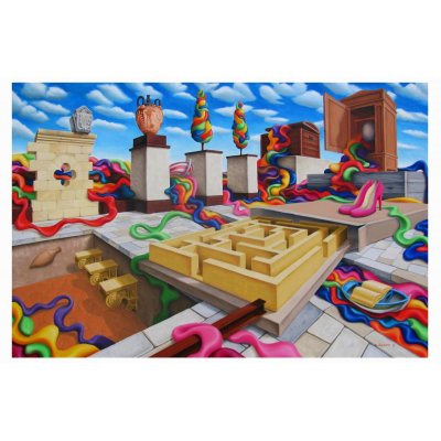 OLIO SU TELA GIUSEPPE VOLANTE ' ATTRAVERSAMENTI ' dimensioni L 120 x H 80 cm.