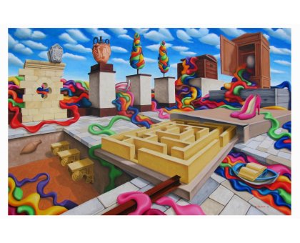 OLIO SU TELA GIUSEPPE VOLANTE ' ATTRAVERSAMENTI ' dimensioni L 120 x H 80 cm.