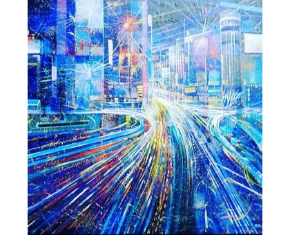 MIXED MEDIA NILO BAZZANI ' VIBRAZIONI DINAMICHE ' size L 100 x H 80 cm.