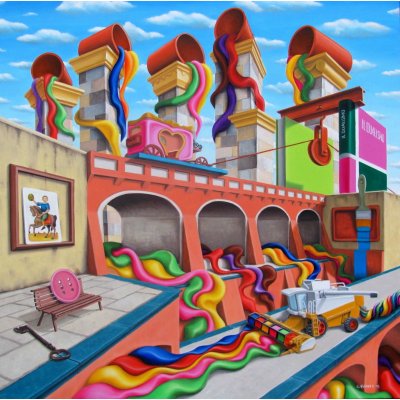 OLIO SU TELA GIUSEPPE VOLANTE ' DUALISMO ' dimensioni L 100 x H 100 cm.