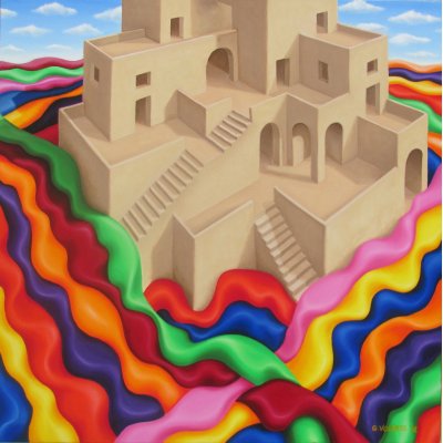 OLIO SU TELA GIUSEPPE VOLANTE ' ISOLA ' dimensioni L 80 x H 80 cm.