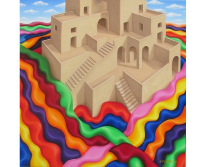 OLIO SU TELA GIUSEPPE VOLANTE ' ISOLA ' dimensioni L 80 x H 80 cm.