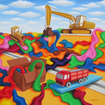 OLIO SU TELA GIUSEPPE VOLANTE ' LA SCATOLA DEI RICORDI ' dimensioni L 80 x H 80 cm.