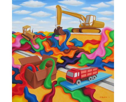 OLIO SU TELA GIUSEPPE VOLANTE ' LA SCATOLA DEI RICORDI ' dimensioni L 80 x H 80 cm.