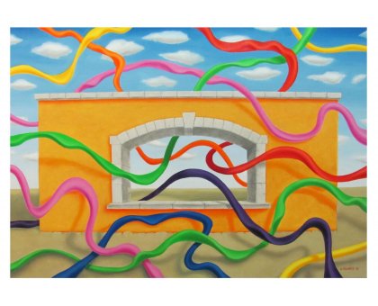 OLIO SU TELA GIUSEPPE VOLANTE ' SIPARIO ' dimensioni L 100 x H 70 cm.