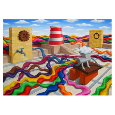 OLIO SU TELA GIUSEPPE VOLANTE ' TRASFORMAZIONE ' dimensioni L 100 x H 70 cm.