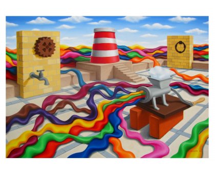 OLIO SU TELA GIUSEPPE VOLANTE ' TRASFORMAZIONE ' dimensioni L 100 x H 70 cm.