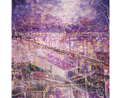 MIXED MEDIA NILO BAZZANI ' LUCI IN MOVIMENTO ' size L 50 x H 50 cm