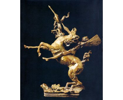 BRONZE SCULPTURE SABRINA FERRARI ' S.GIORGIO ED IL DRAGO ' size L 34 x H 38 x 13 cm.