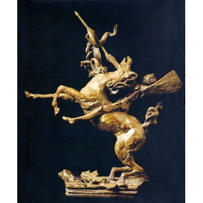 SCULTURA IN BRONZO SABRINA FERRARI ' S.GIORGIO ED IL DRAGO ' dimensioni L 34 x H 38 x 13 cm.