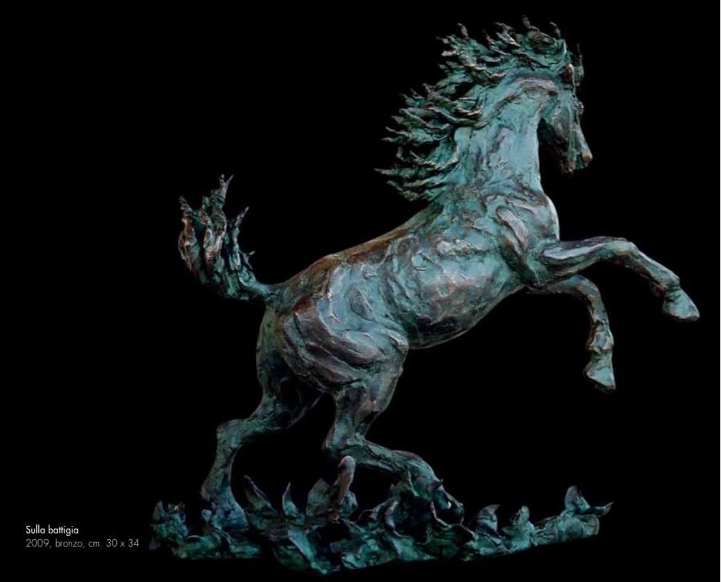 BRONZE SCULPTURE  SABRINA FERRARI ' SULLA BATTIGIA '  size  L 47 x H 55,5 x P 20 cm.