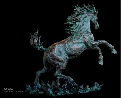BRONZE SCULPTURE SABRINA FERRARI ' SULLA BATTIGIA ' size L 47 x H 55,5 x P 20 cm.