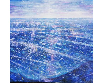 MIXED MEDIA NILO BAZZANI ' SORVOLANDO UN SOGNO ' dimensioni L 100 x H 80 cm.