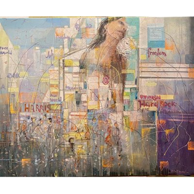 MIXED MEDIA NILO BAZZANI ' FREEDOM ' dimensioni L 80 x H 100 cm.