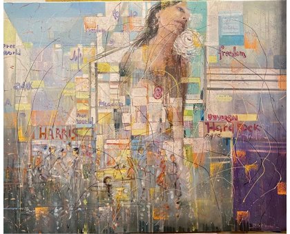 MIXED MEDIA NILO BAZZANI ' FREEDOM ' dimensioni L 80 x H 100 cm.