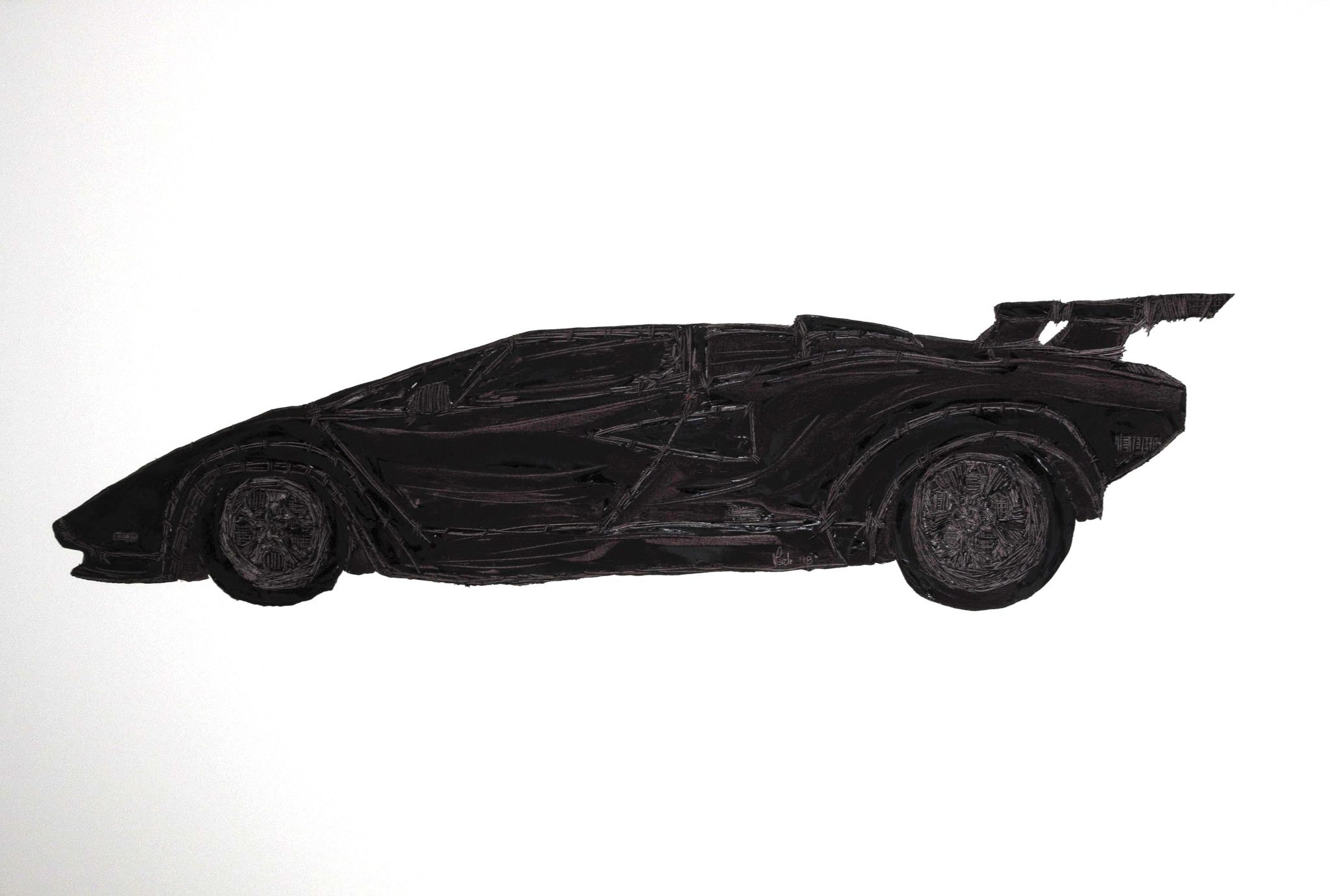 OLIO SU TELA ERIKA MARCHI ' TANGLES COUNTACH '  dimensioni L 150 x H 100 cm.