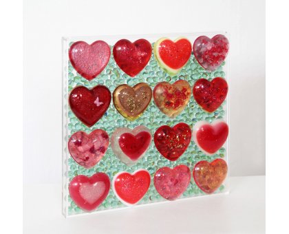 SCULPTURE DANIELA FORCELLA ' RED HEARTS' GAME ' size L 60 x H 60 cm.