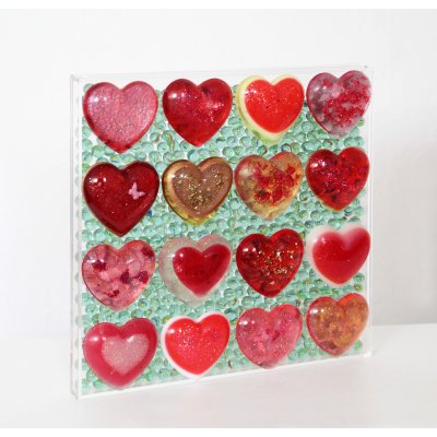 SCULTURA DANIELA FORCELLA ' RED HEARTS' GAME ' dimensioni L 60 x H 60 cm.