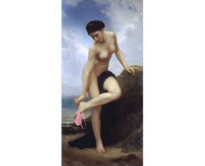 FOTOGRAFIA DIGITALE SU TELA - ARTISTA SLASKY - TITOLO "AVANT LE BAIN" cm. L 50 x H 100