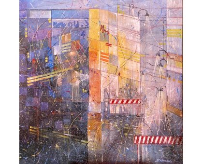 MIXED MEDIA NILO BAZZANI 'OLTRE IL FUTURO ' dimensioni L 100 x H 100 cm.