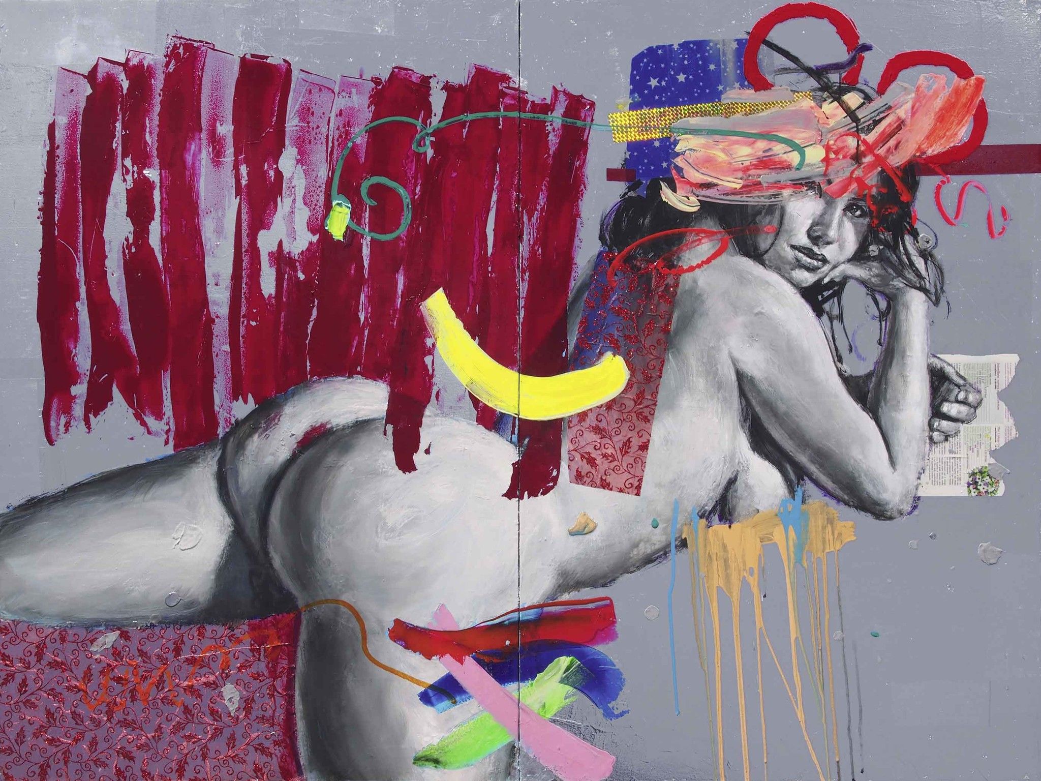 MEDIA  ANTONIO MURGIA ' OUR BELIEFS '  size   L 160 x H 120 cm. (diptych)