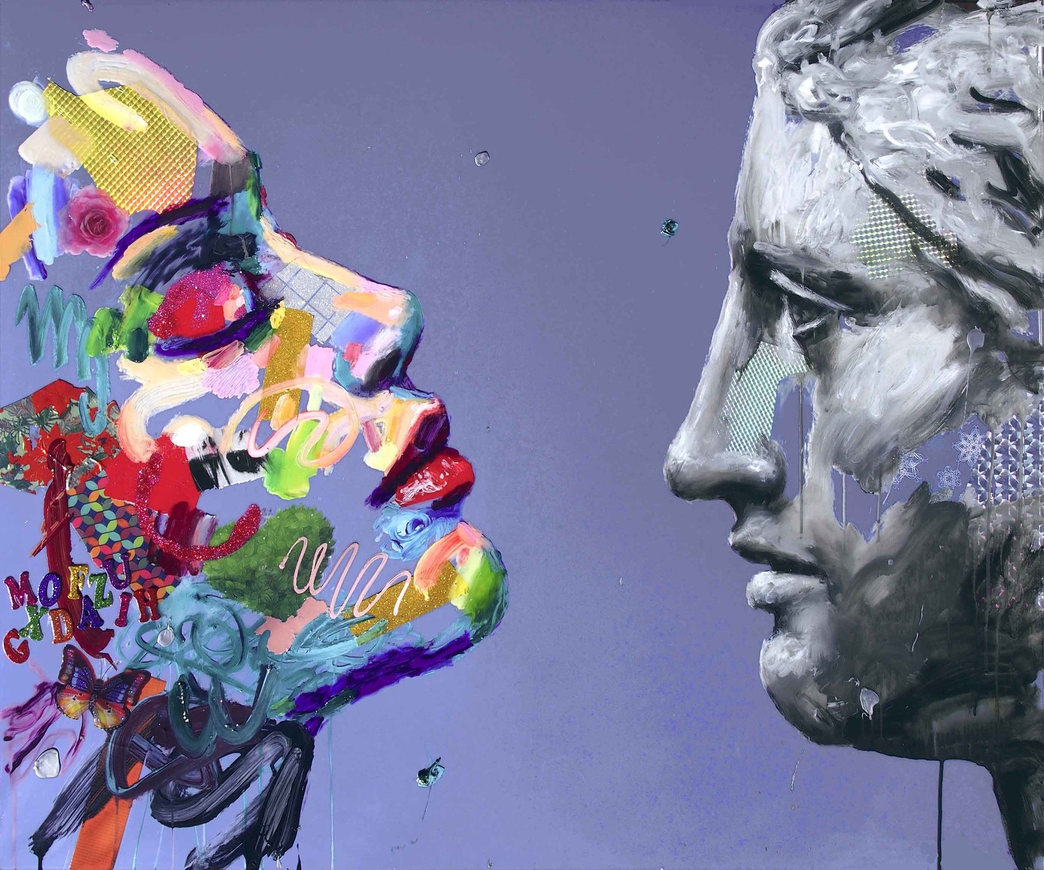 MIXED MEDIA  ANTONIO MURGIA ' THE HEART RESPONDS '  dimensioni L 120 x H 100 cm.