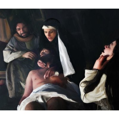 MIXED MEDIA ADRIANO TOMMASI ' PIETA' ' dimensioni L 80 x H 70 cm.