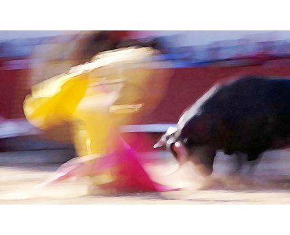 MIXED MEDIA ADRIANO TOMMASI ' LA CORRIDA ' dimensioni L 100 x H 70 cm.