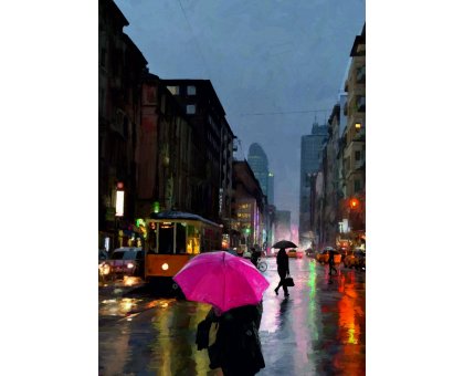 MIXED MEDIA ADRIANO TOMMASI ' NOTTURNO METROPOLITANO ' dimensioni L 50 x H 70 cm.