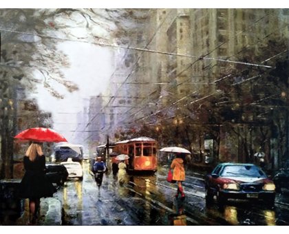 MIXED MEDIA ADRIANO TOMMASI ' LA PRIMA NEVE ' dimensioni L 120 x H 90 cm.