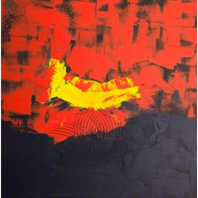 MIXED MEDIA GABRIELLA TOLLI ' AURORA BOREALE ' dimensioni L 100 x H 100 cm.