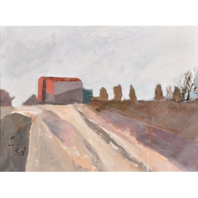 ACRILICO SU TELA TONINO GOTTARELLI ' CASA IN COLLINA ' dimensioni L 60 x H 80 cm.