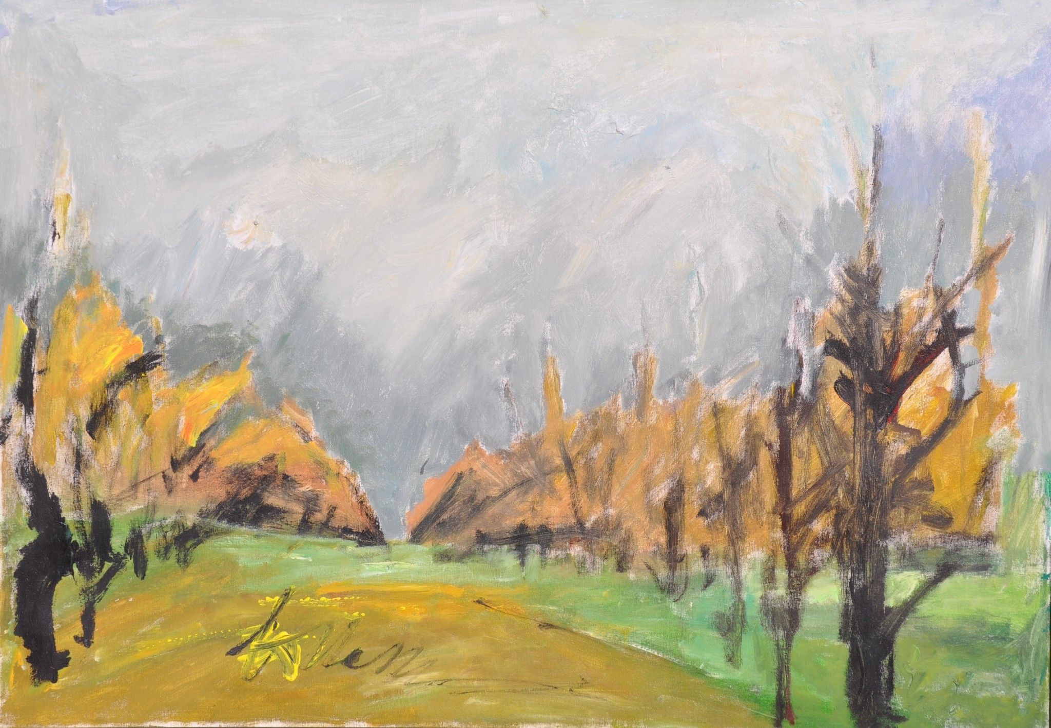 ACRILICO SU TELA  TONINO GOTTARELLI ' ALBERI IN AUTUNNO '  dimensioni L 70 x H 100 cm.