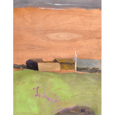 ACRILICO SU TAVOLA TONINO GOTTARELLI ' LA POESIA DELLE CASE ' dimensioni L 93 x H 72 cm.